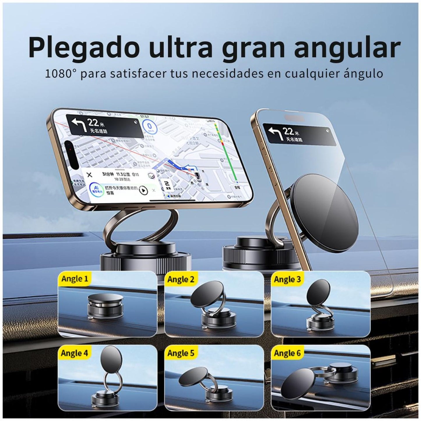 Soporte Magnético 360° Negro para Celular